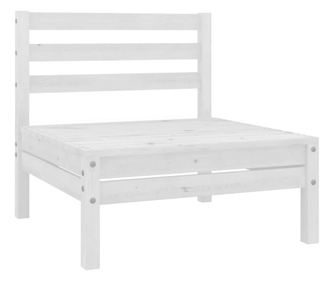 Canapele de mijloc pentru grădină, 4 buc., alb, lemn masiv pin