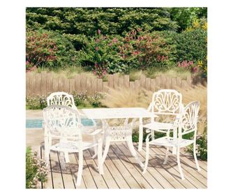 5-dijelni bistro set od lijevanog aluminija bijeli