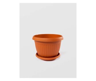 Posuda za biljke s podloškom, plastična, smeđa, 18×14 cm