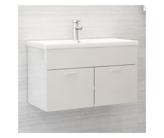 Ormarić za umivaonik visoki sjaj bijeli 80x38,5x46 cm iverica