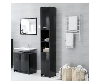 Kupaonski ormarić crni 30 x 30 x 183,5 cm konstruirano drvo