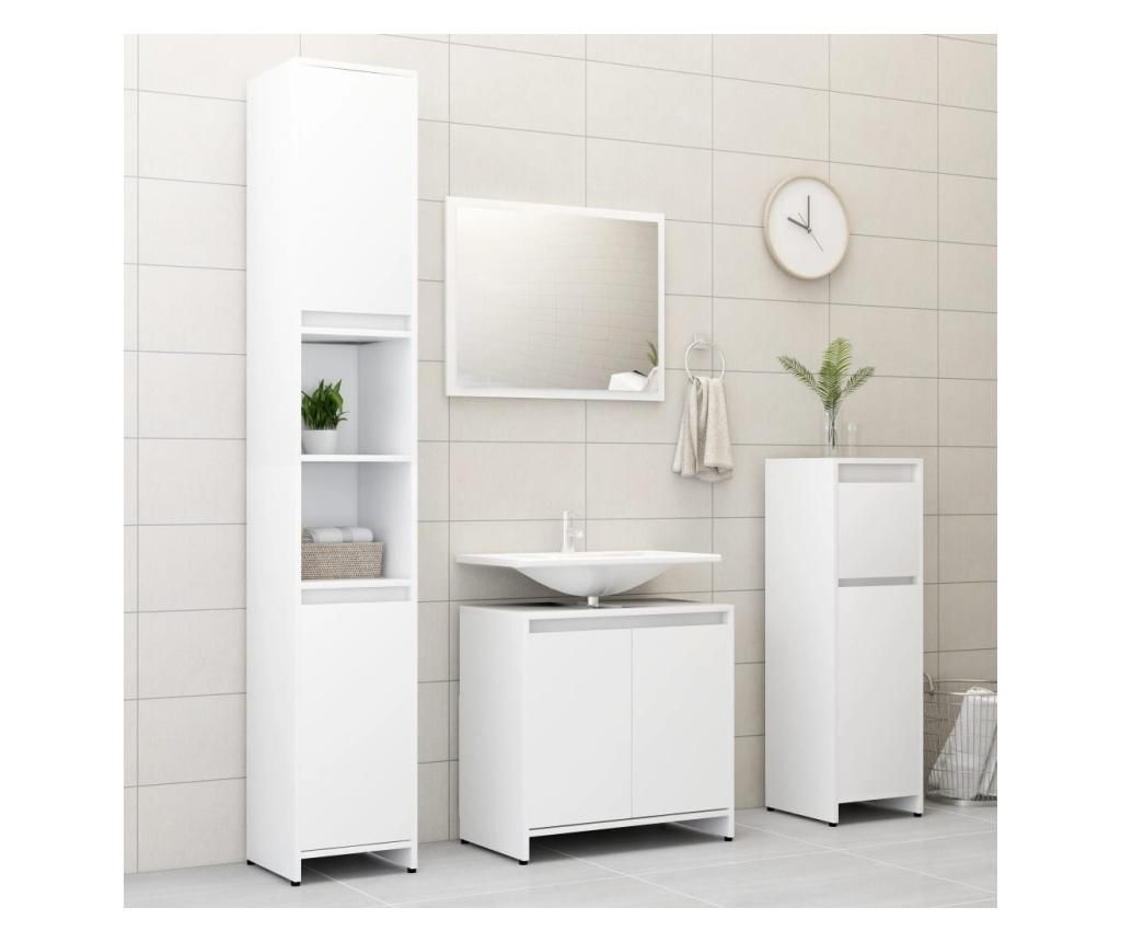 4-dijelni set kupaonskog namještaja od iverice bijeli 