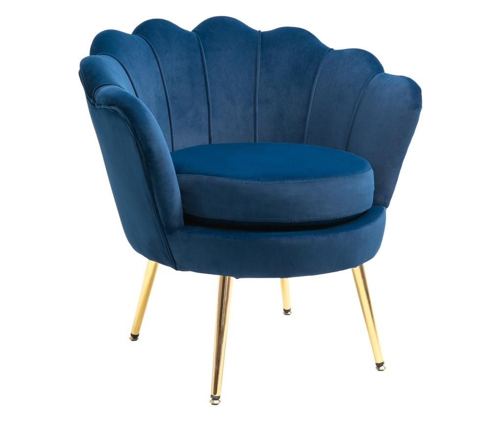 HOMCOM Vintage Armchair with Blue Velvet Design, Bedroom Chair