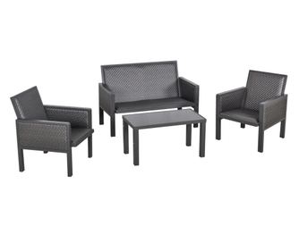 Outsunny Salon de Gradina cu Canapea de Exterior din Ratan Set 4 Buc Gri