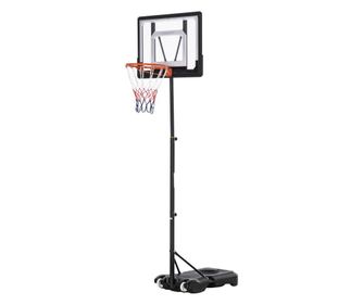 HOMCOM Cos de Basket cu Inaltime reglabila 160-210 cm din otel si baza cu roti