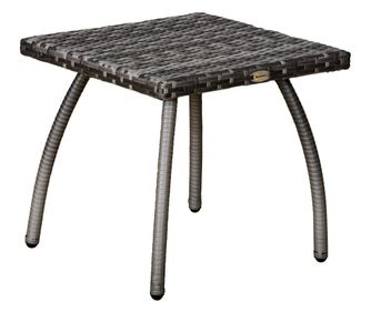 Outsunny Синтетичен ратанов градински помощна масичка за открито, сива