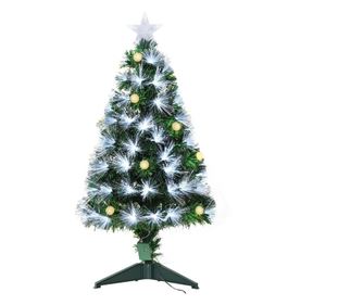 HOMCOM 90 cm Brad de Craciun artificial cu ramuri cu 90 de becuri cu LED din fibra optica