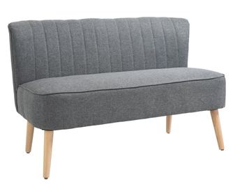 HOMCOM Canapea moderna cu 2 locuri din material textil si lemn fara brate de dimensiune 117x56.5x77cm