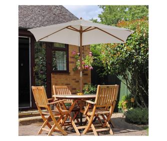 Outsunny Umbrela Soare Pentru Extern Cu Suport Din Lemn Pentru Extern si Pentru Gradina 2.5x2.5m Crem