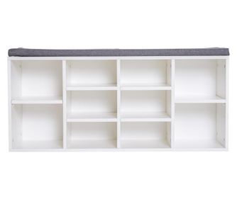 Homcom Bancuta Dulap Pantofi Cu Rafturi Reglabile In Lemn Alb Si Gri, 104x30x48cm