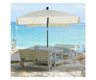 Outsunny Umbrela Parasolara Rectangulara Cu Stalp Inclinabil Gradina Si Plaja Poliester 200 × 125 × 235cm Crem