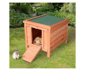Pawhut Adapost Cusca Pentru Animalute Cu Acoperis Trapa In Lemn 51x42x43 Cm