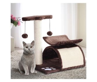 PawHut Copac Pentru Pisici Tunel in Sisal Maro 40x30x43cm