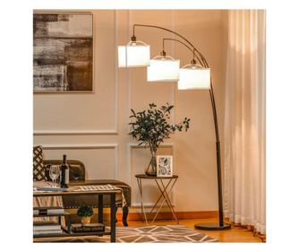 HOMCOM Lampa de Podea cu 3 Lumini si Brate Flexibile Baza din Marmura Inaltime 205cm Homcom