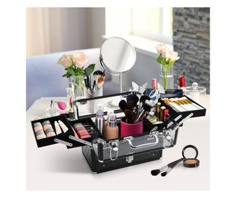 Homcom Valiza Make Up Profesionala Cu Truse Detasabile Rama Din Aluminiu 30x18.5x22cm
