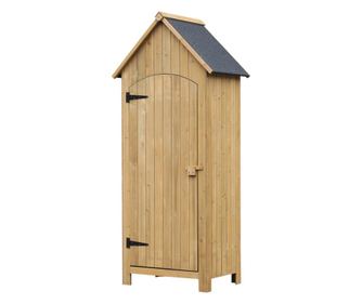 Outsunny Magazie de Scule de Gradina din Lemn, Impermeabila cu Usi si Rafturi 77.5x54.2x179.5cm AOSOM.ro Outsunny