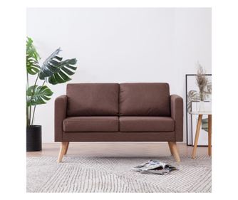 Canapea cu 2 locuri, maro, material textil