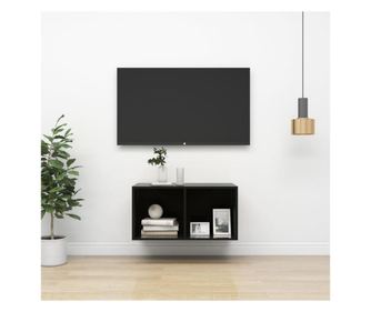 Zidni TV ormarić visoki sjaj crni 37 x 37 x 72 cm od iverice