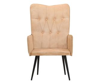 Fotelja s krilnim naslonom od platna krem