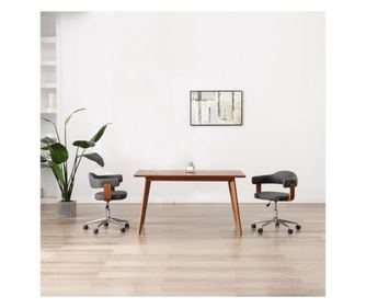 Vrtljivi jedilni stoli 2 kosa sivi ukrivljen les in blago