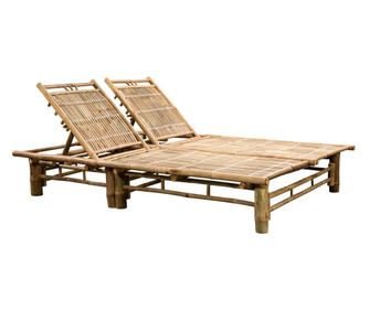 2-местен шезлонг с шалтета, бамбук