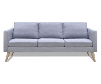 Canapea cu 3 locuri, material textil, gri deschis
