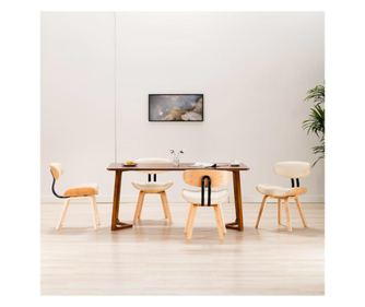 Blagovaonske stolice 4 kom savijeno drvo i umjetna koža krem