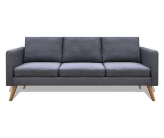 Canapea cu 3 locuri, material textil, gri inchis