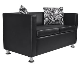 Canapea cu 2 locuri, negru, piele artificiala