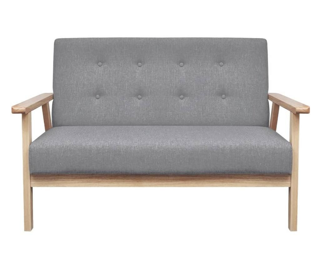 Двуместен диван, плат, светлосив 