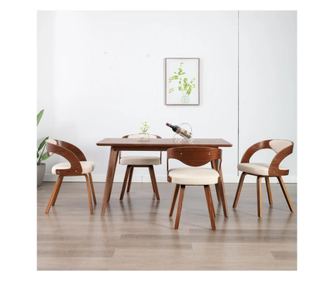 Blagovaonske stolice od savijenog drva i umjetne kože 4 kom krem