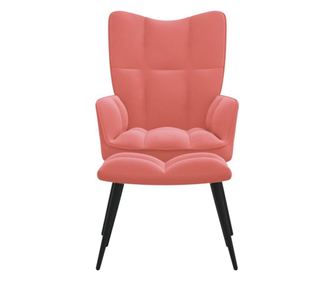 Naslanjač z oporo za noge, roza, žamet