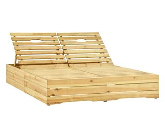 Двоен шезлонг с виненочервени шалтета импрегнирано борово дърво