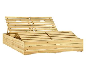 Двоен шезлонг с шалтета таупе, импрегнирано борово дърво