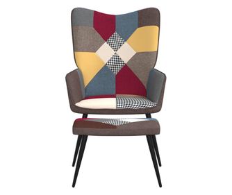 Stolica za opuštanje s osloncem za noge patchwork od tkanine