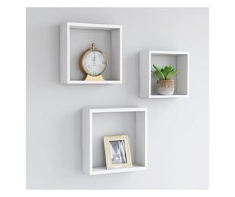 3 db fehér MDF fali kockapolc