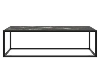fekete dohányzóasztal fekete márvány mintás üveggel 120x50x35cm