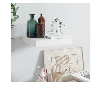 magasfényű fehér MDF lebegő fali polc 23 x 23,5 x 3,8 cm