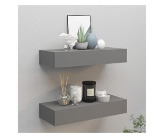 2 db szürke falra szerelhető fiókos polc 60 x 23,5 x 10 cm