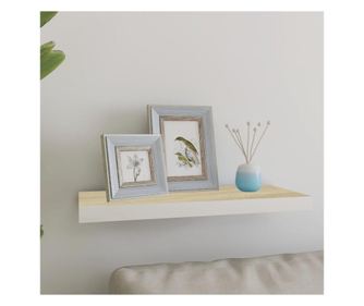 fehér és tölgyszínű MDF fali polc 60 x 23,5 x 3,8 cm