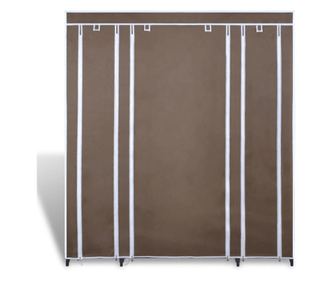 Ormar od Tkanine s Pregradama i Šipkama 45 x 150 x 176 cm Smeđi