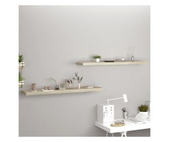 2 db tölgyszínű MDF fali polc 120 x 23,5 x 3,8 cm