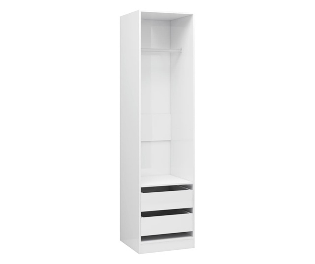 magasfényű fehér forgácslap fiókos ruhásszekrény 50x50x200 cm