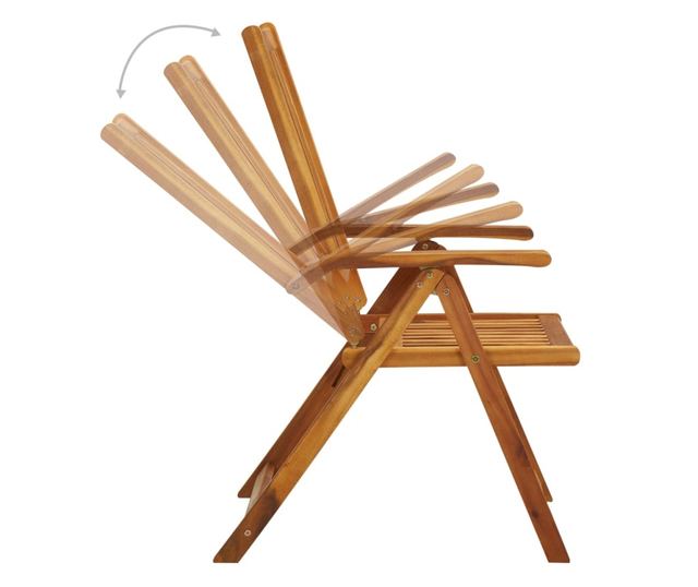 Сгъваеми градински столове с възглавници, 2 бр., Масивна акациева дървесина