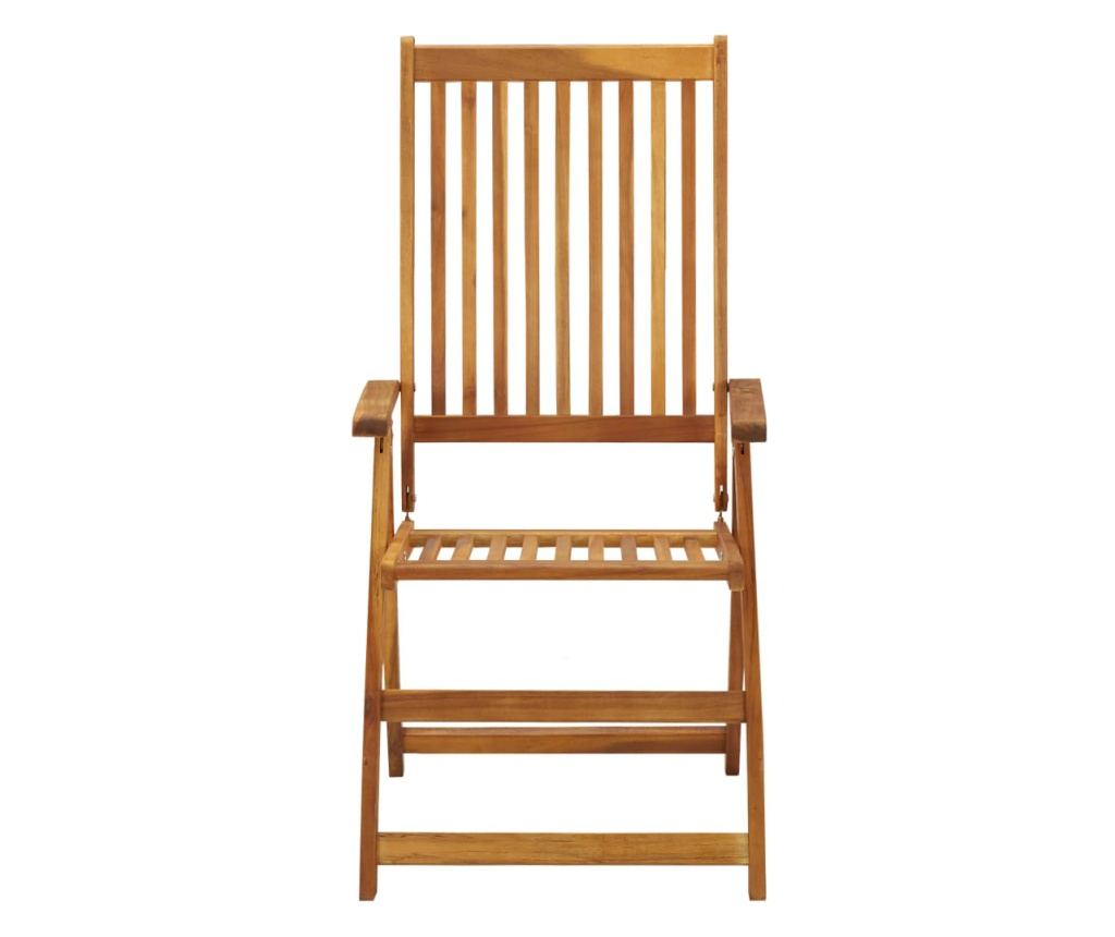 Сгъваеми градински столове с възглавници, 3 бр., Масивна акациева дървесина - 4