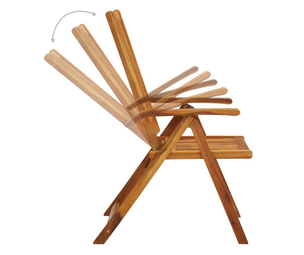 Сгъваеми градински столове с възглавници, 3 бр., Масивна акациева дървесина - 5