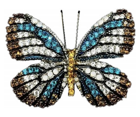 Brosa dama eleganta in forma de fluture cu pietricele colorate, Royal butterfly