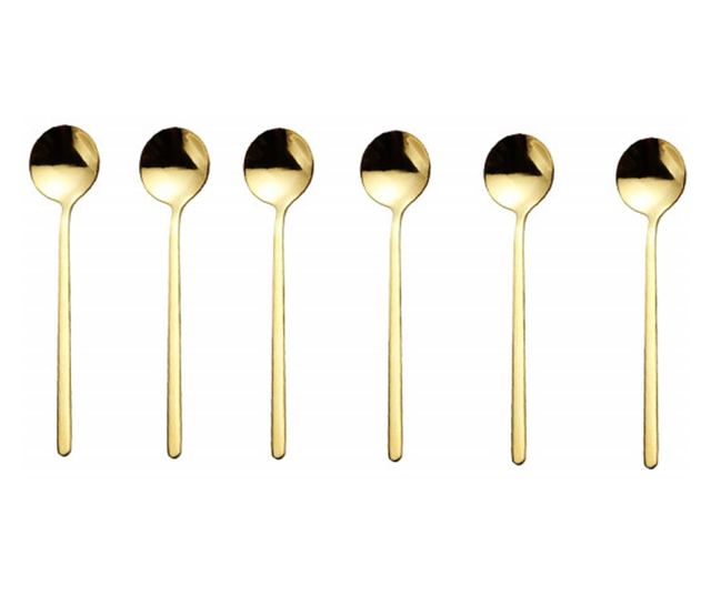 6 teáskanál készlet Pufo Simple kávéhoz, teához, desszerthez, rozsdamentes acélhoz, aranyhoz 13 cm