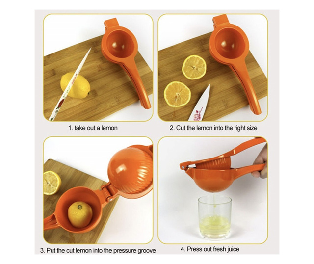 Storcator manual Pufo pentru citrice, lamai, lime, portocale, 22 cm, portocaliu