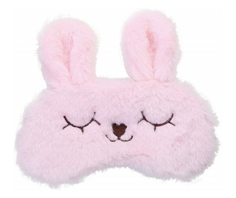 Masca pentru dormit sau calatorie, cu gel detasabil, Pufo Bunny, 20 cm, roz
